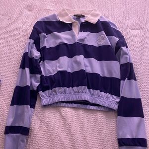 Forever 21 collared long sleeve with blue stripes
